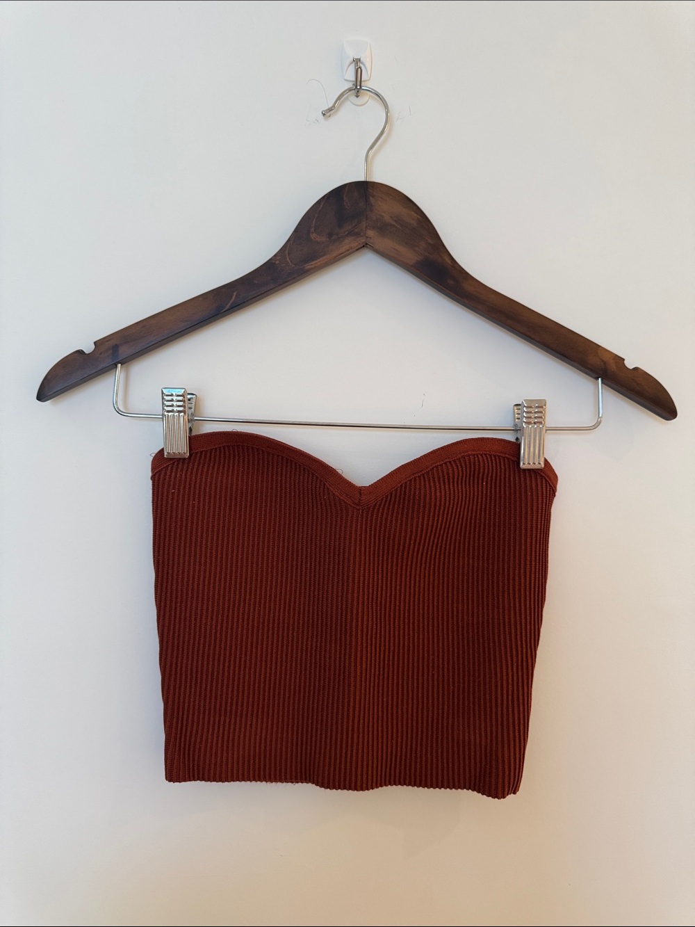 Aritzia Ribbed Strapless Bustier Top — Burnt Copper